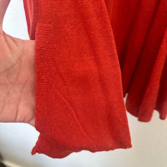 Angel of the North Anthropologie Women XS Orange Linen Cardigan Open Front - Picture 5 of 10
